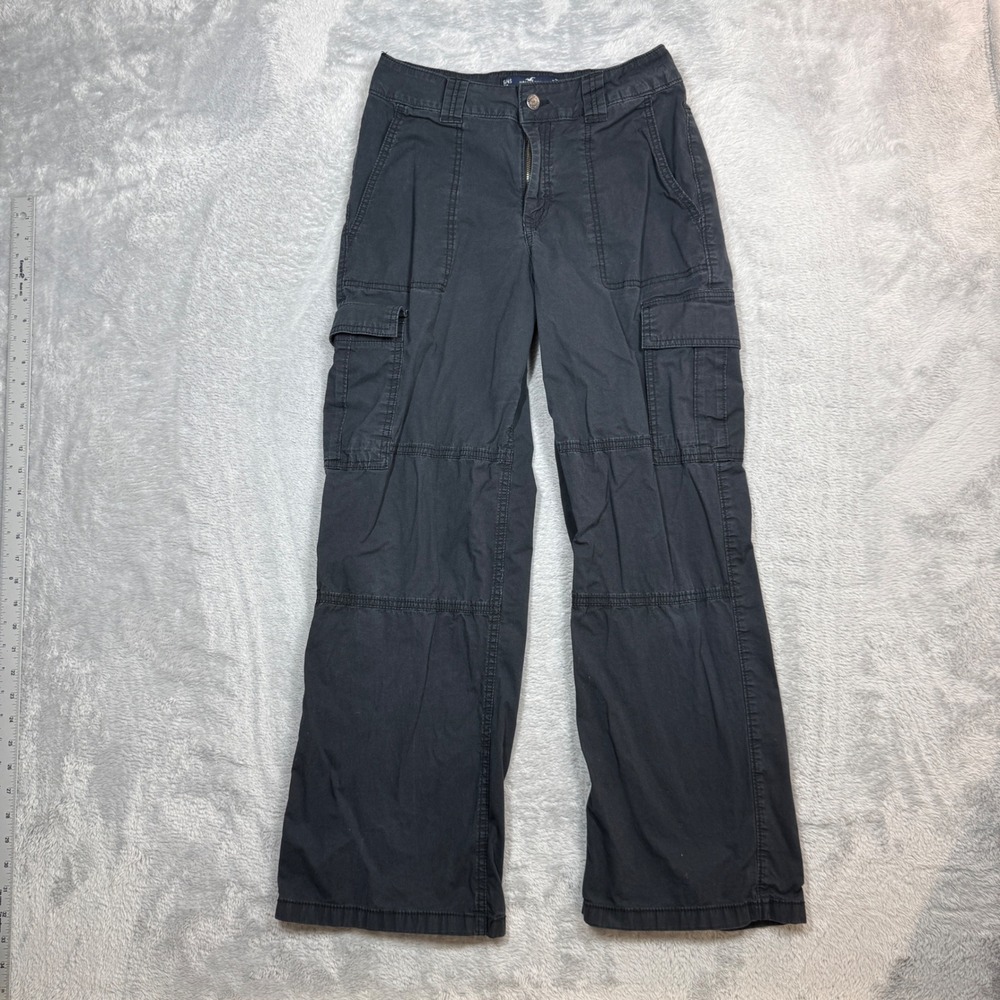 Hollister High Rise Vintage Baggy Cargo Pants Womens 5S/4S W27 (Fit 29x28) Black